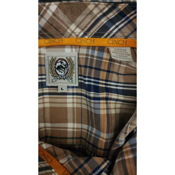 Cinch Long Sleeve Button-down Dress Shirt Size Large Plaid - Picture 4 of 6